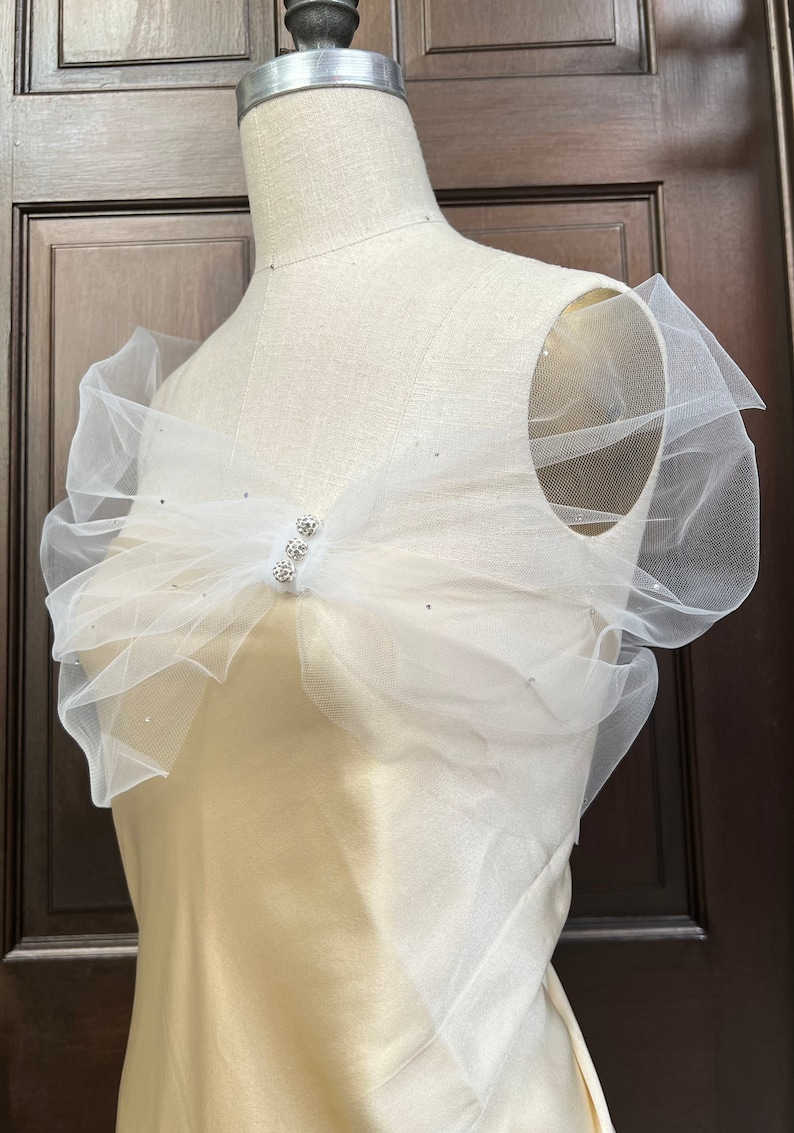 Bridal Tulle Shear Shrug Shawl Cover up with Rhinestones image 1