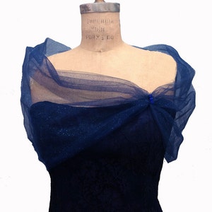 Tulle Navy Shrug, Tulle Stole, Evening Wrap, Shear Cover Up image 1