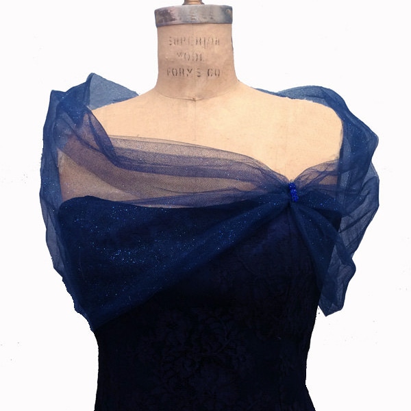 Tulle Navy Shrug, Tulle Stole, Evening Wrap, Shear Cover Up