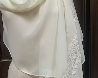 Ivory  Bridal Chiffon Shawl Wrap