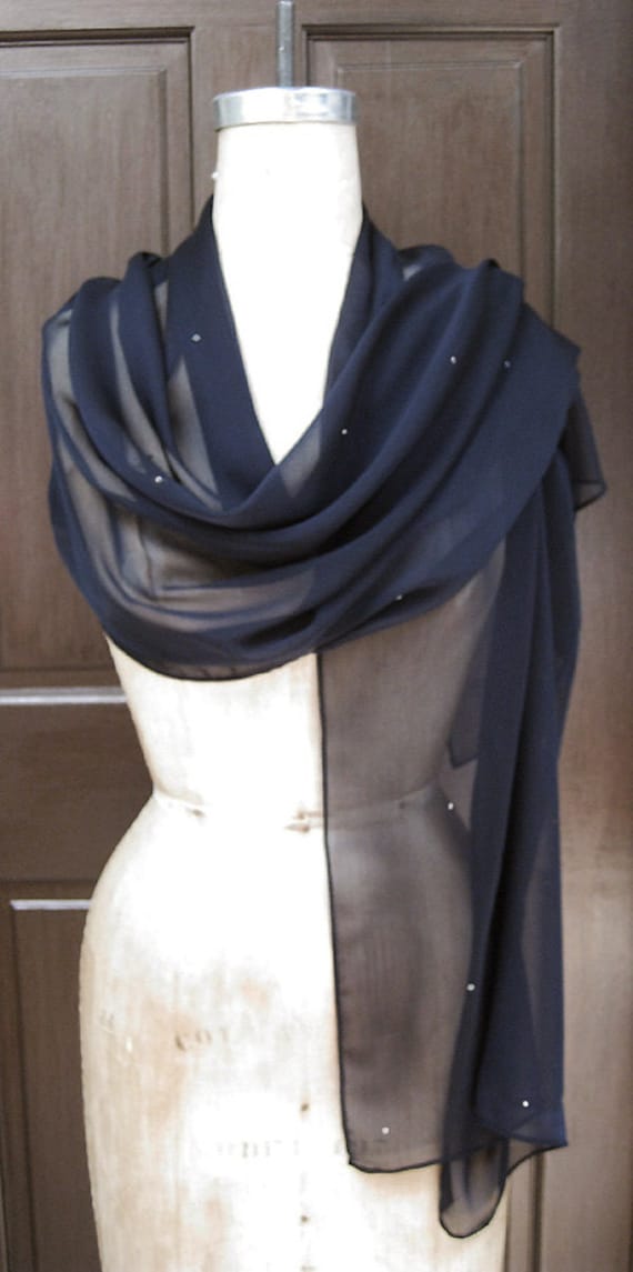 Navy blue cheap sheer shawl