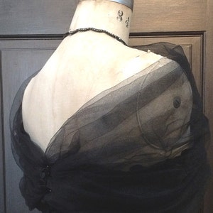 Black Tulle Shrug, Tulle Stole, Evening Wrap, Shear Cover Up image 3