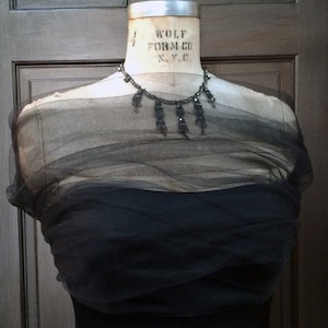 Black Tulle  Shrug, Tulle Stole, Evening Wrap, Sheer Cover Up