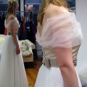 Tulle Shear Coverup Shrug Wedding White Ivory Blush image 3