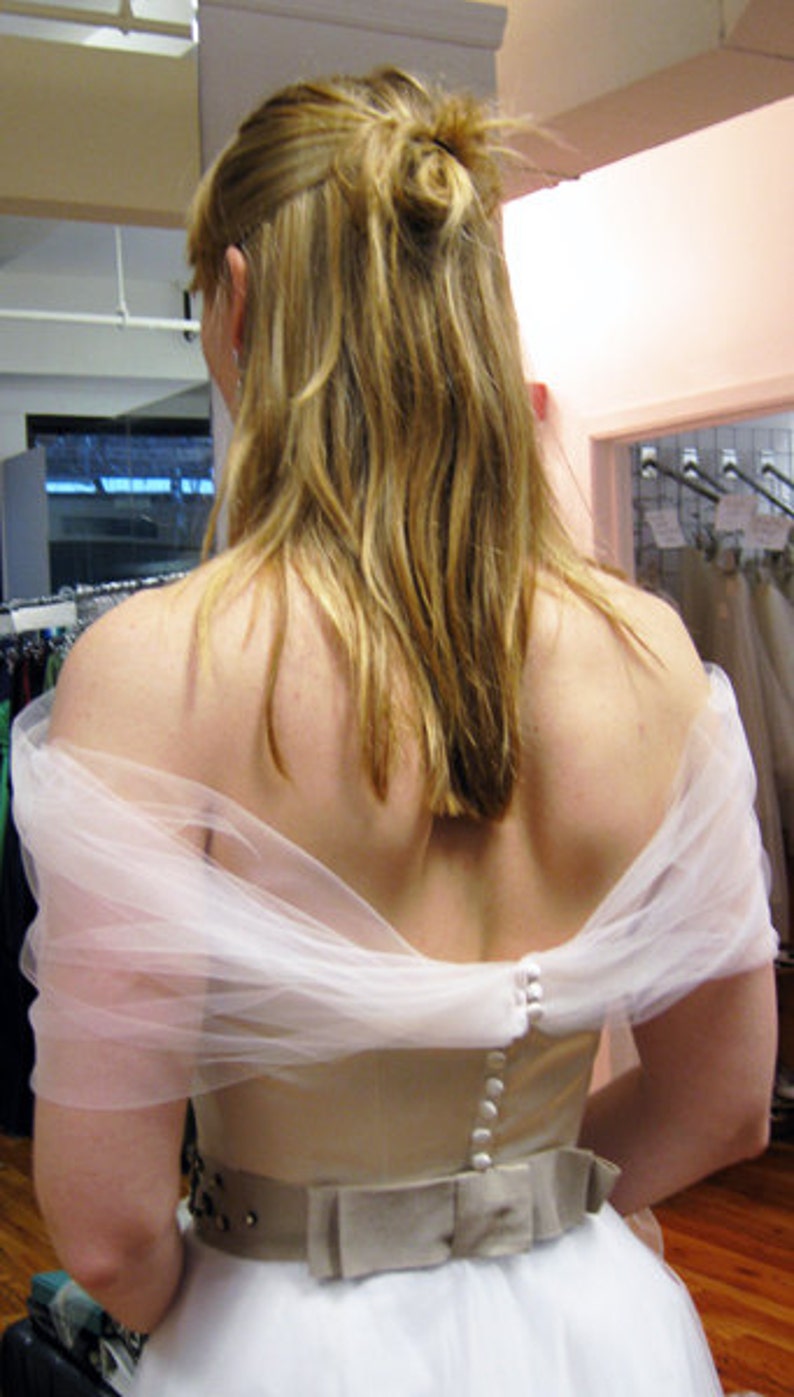 Tulle Shear Coverup Shrug Wedding White Ivory Blush image 5