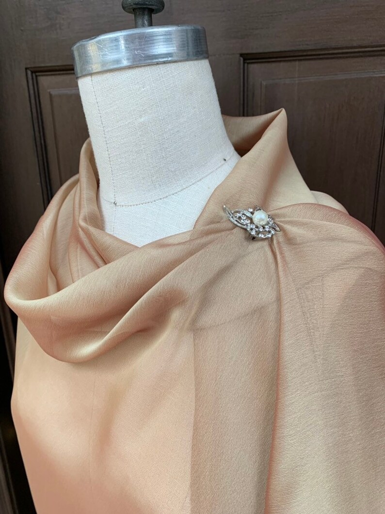 Gold Chiffon Shawl Shrug with Broach