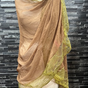 Brown Chiffon Shawl Wrap with Lace