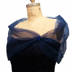 Tulle Navy Shrug, Tulle Stole, Evening Wrap, Shear Cover Up image 2