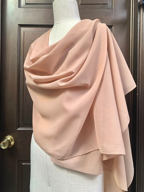 Beige Chiffon Shawl Scarf Wrap With Rhinestones - Etsy