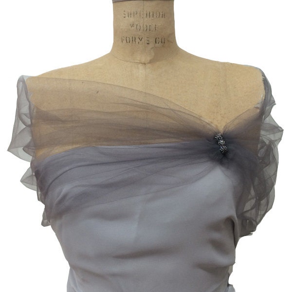 Gray Tulle  Shrug, Stole, Evening Wrap, Shear Cover Up