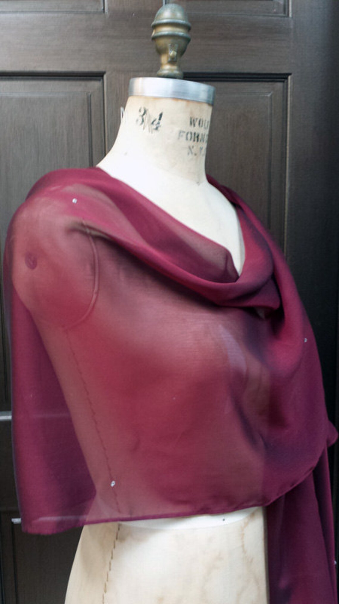 burgundy chiffon shawl