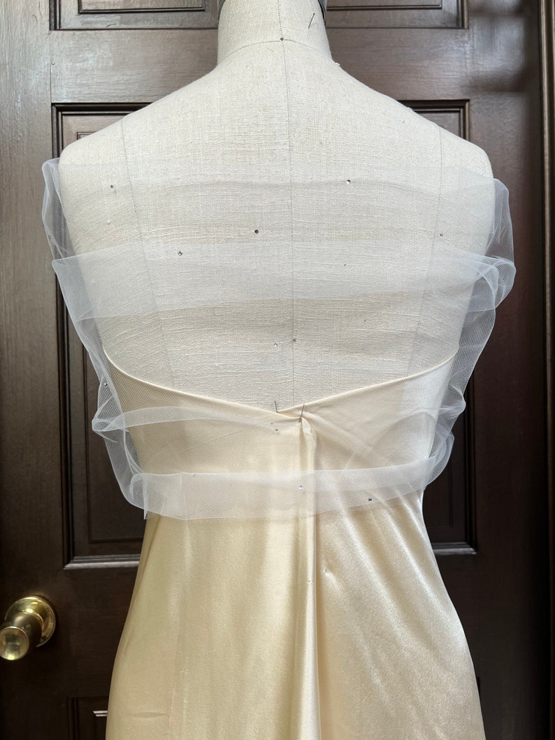 Bridal Tulle Shear Shrug Shawl Cover up with Rhinestones image 2