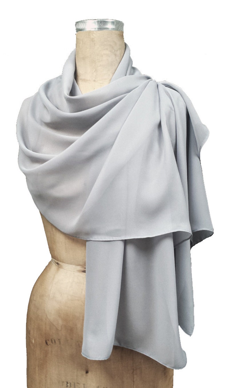 Platinum Light Gray Chiffon Shawl Wrap Scarf with Rhinestone | Etsy