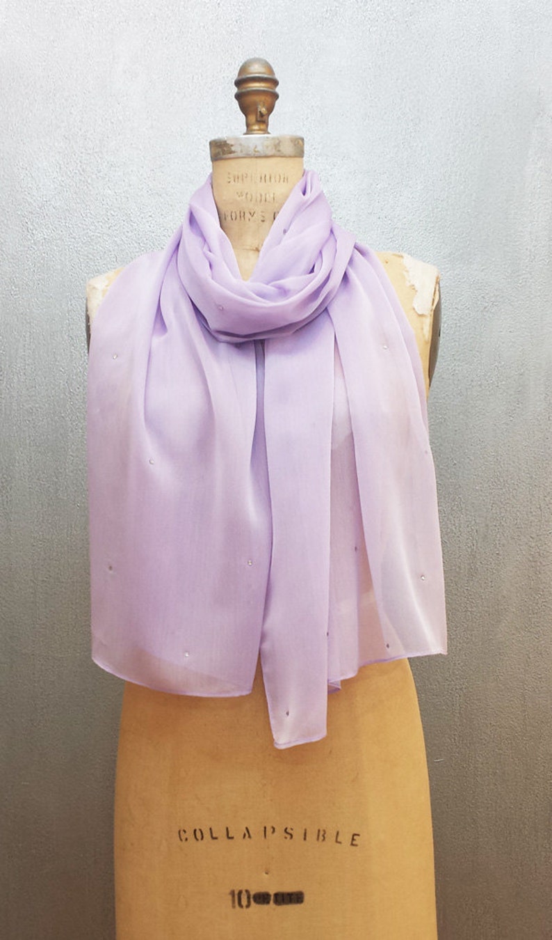 Lavener Chiffon XL Shawl Wrap with Rhinestones image 3