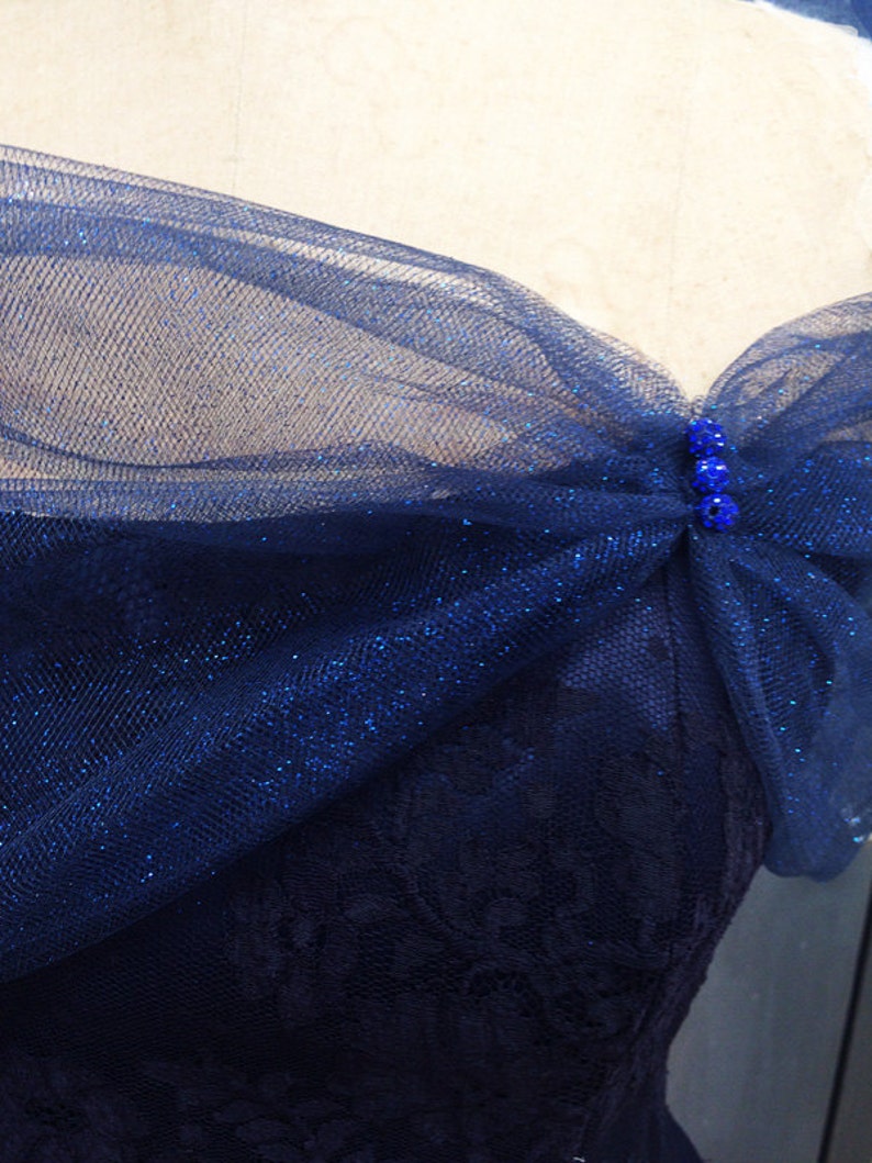 Tulle Navy Shrug, Tulle Stole, Evening Wrap, Shear Cover Up image 3