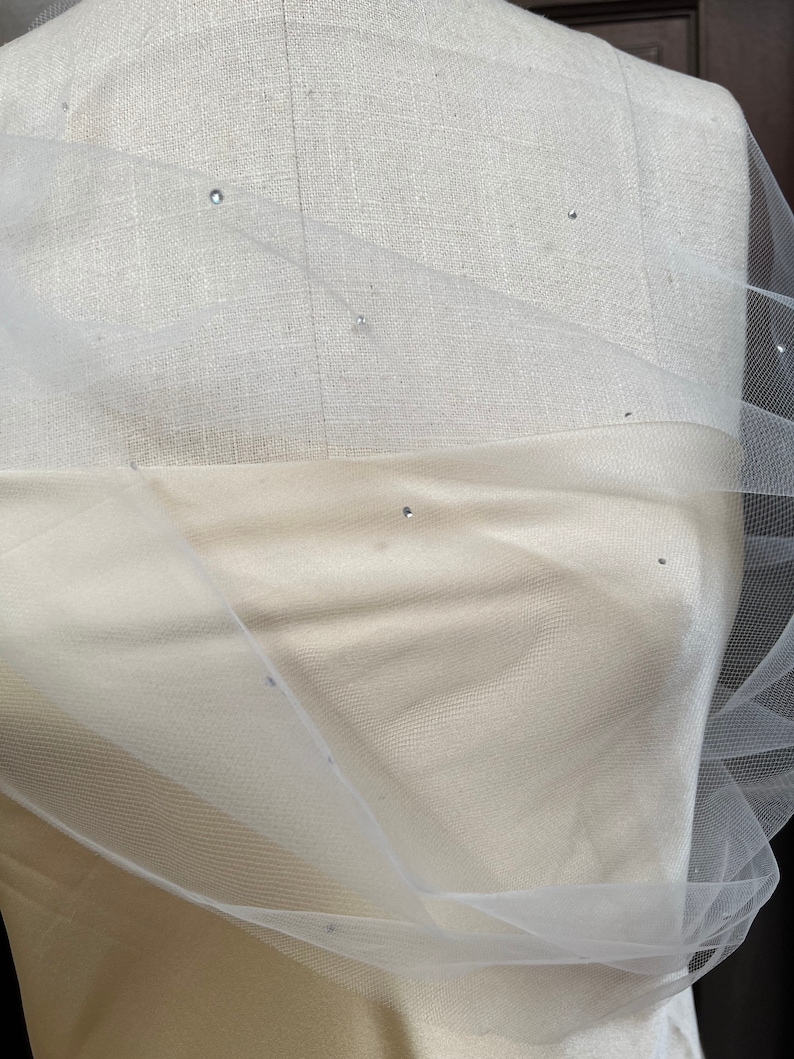 Bridal Tulle Shear Shrug Shawl Cover up with Rhinestones image 5