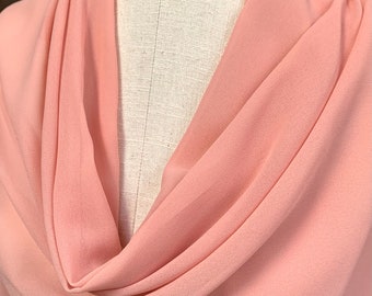 Coral Rose Chiffon Shawl Wrap Scarf with Rhinestones