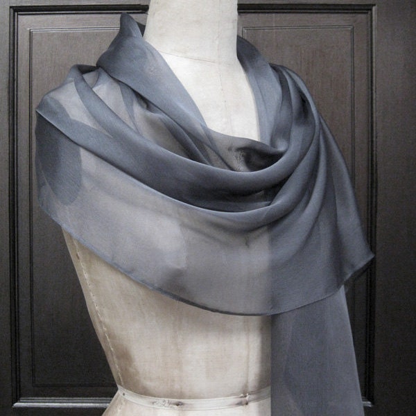 Charcoal Chiffon Shawl Wrap Scarf