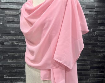Pink Rose Chiffon Shawl Wrap Scarf with Rhinestones
