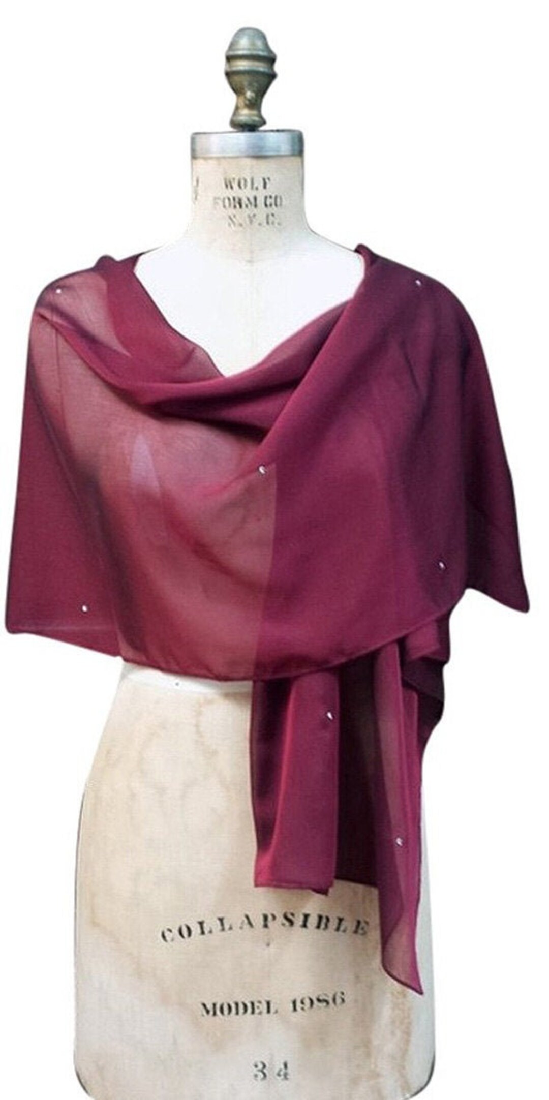 burgundy chiffon shawl
