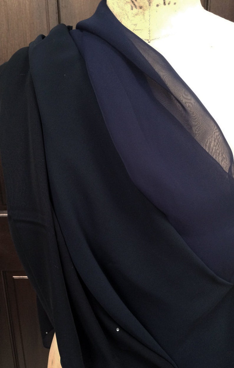 navy blue chiffon wrap