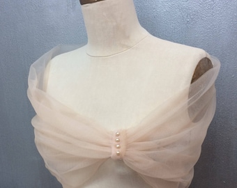 Blush Tulle Sheer Coverup Shrug