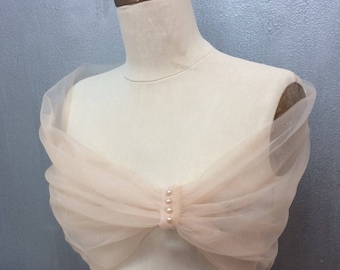 Blush Tulle Shear Coverup Shrug