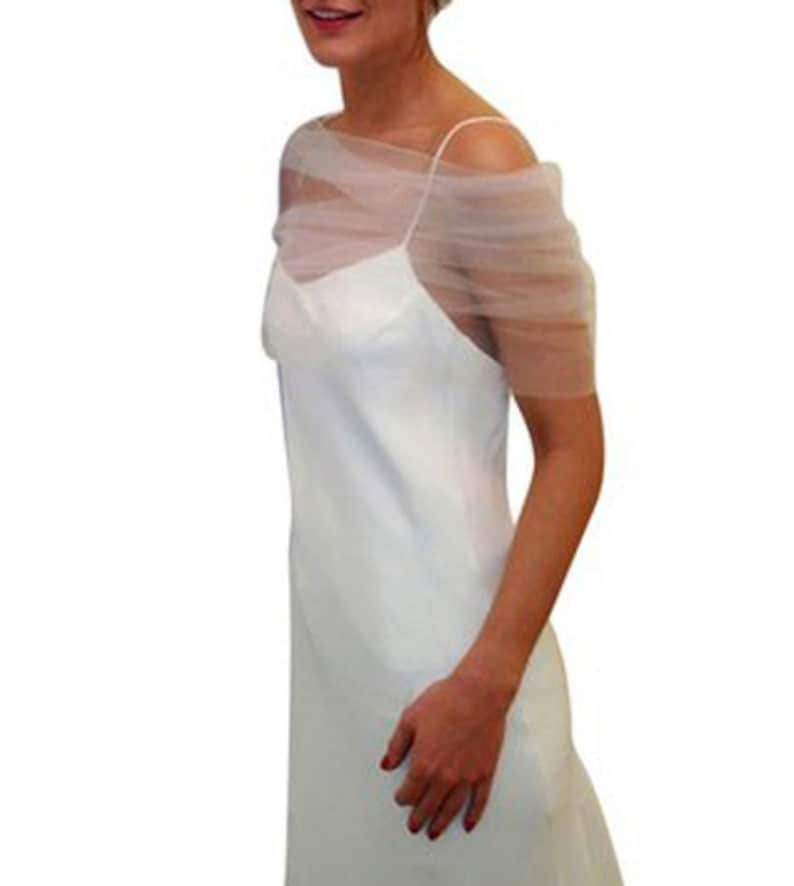 Tulle Shear Coverup Shrug Wedding White Ivory Blush image 1