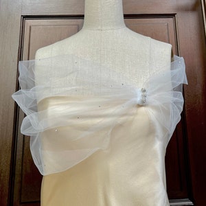 Bridal Tulle Shear Shrug Shawl Cover up with Rhinestones image 3