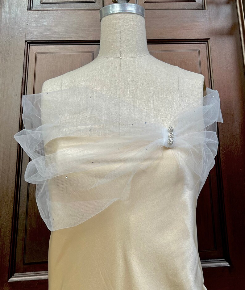 Bridal Tulle Shear Shrug Shawl Cover up with Rhinestones image 3