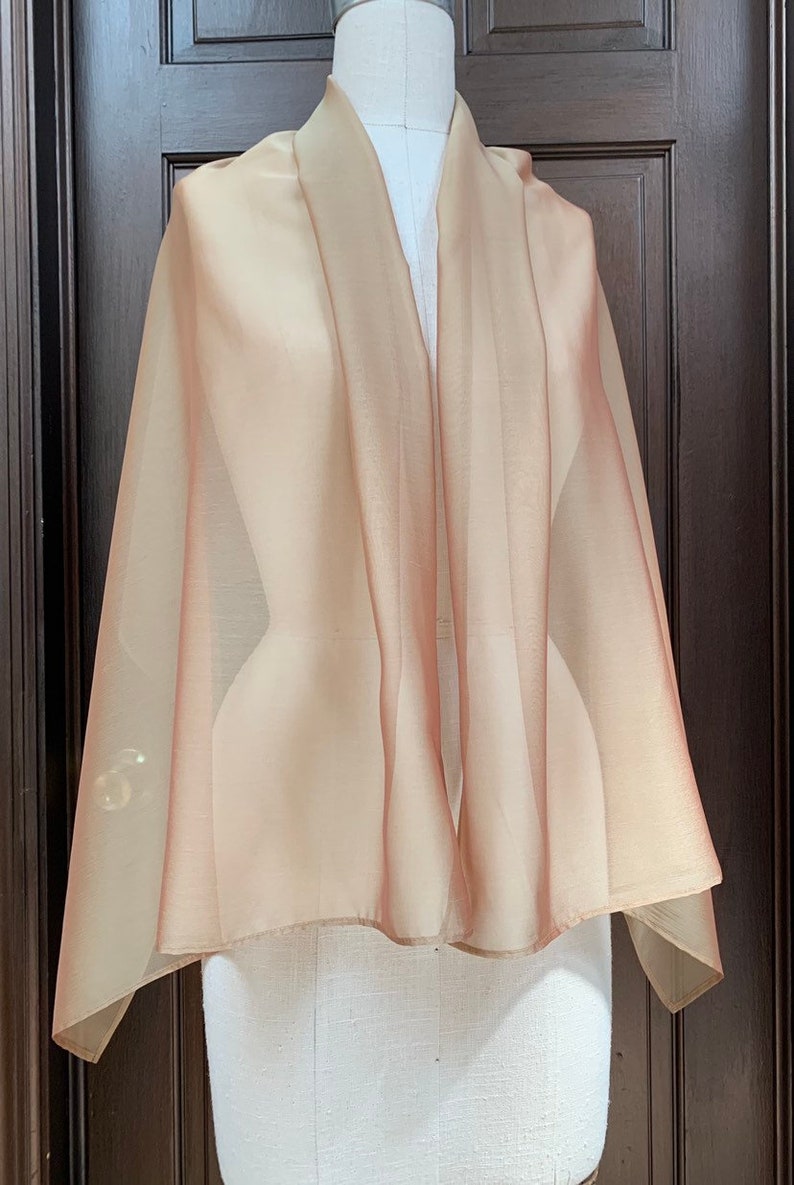 Gold Chiffon Shawl Shrug with Broach