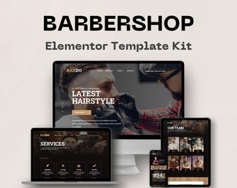 Barbershop Elementor Template Kit | Haircut & Grooming Landing Page | Salon Website Template for Stylists