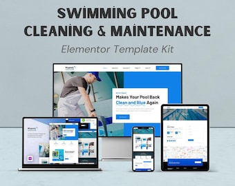 Pool Cleaning Elementor Template Kit Service Website Design Digital Download