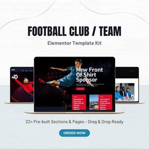 Football Club Website Elementor Template Kit | Sports Team Layout | WordPress Elementor Pro