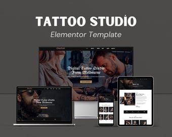 Tattoo Studio Elementor Template Kit Bold Modern Website Digital Download