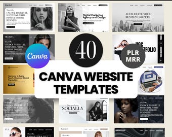 40 Canva Website Templates UGC, Spa, Marketing, Business, Portfolio, Real Estate PLR MRR