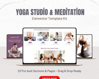 Yoga Studio Elementor mallkit för välbefinnande WordPress-webbplats digital nedladdning
