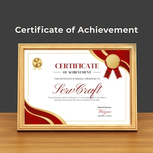 Editable Achievement Certificate Template Customizable Award Design Instant Download for Canva