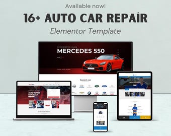 Auto Repair Elementor Templates WordPress Website Kit Instant Download