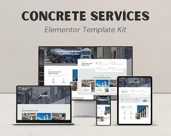 Construction Company Elementor Template Kit Concrete Services Website Design Digital Download