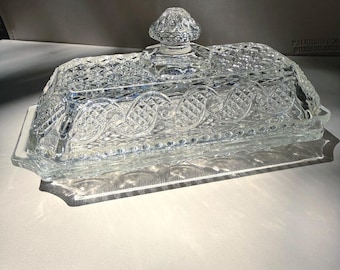 Vintage Avon Cape Cod Clear Glass Covered Butter Dish