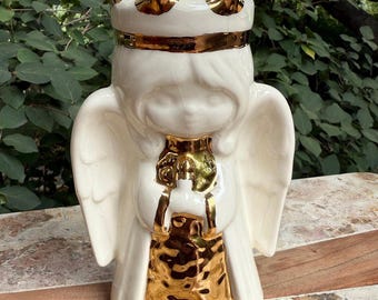 Vintage Ceramic Angel Candle Holder Figurine