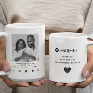 Personalized Music Coffee Mug, Gift for Music Lovers, Spotify Song Mug, Customizable Anniversary Gift, Unique Coffee Cup