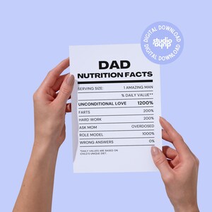 Papa valeur nutritive imprimable - carte drôle de fête des pères ou art mural - téléchargement numérique instantané
