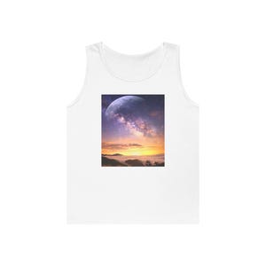 Celestial Sunset Unisex Heavy Cotton Tank Top  Boho Vibes, Perfect for Summer