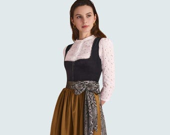 Vestido Dirndl para Oktoberfest hecho a mano / Traje auténtico de Trachten alpino para mujer / Traje bávaro con delantal. Regalo de San Valentín.