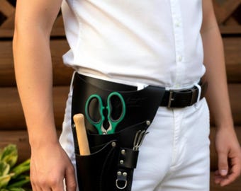 Handmade Leather Garden Tool Belt, Florist Tool Bag, Farmer Pouch
