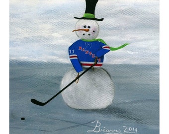 New York Rangers Mark Messier Vic Hadfield Snowman Giclée Archival Print - Paper or Canvas - Number 11 - Original Six NHL Hockey Team Player