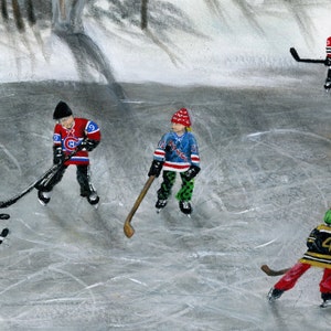 Credit River Dreams Giclée Archival Print Paper or Canvas Original 6 teams NHL winter classic outdoor pond hockey image 2