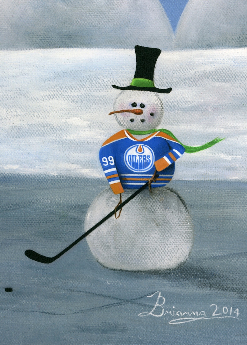 Edmonton Oilers Wayne Gretzky the Great One Snowman Giclée Archival Print Paper or Canvas Number